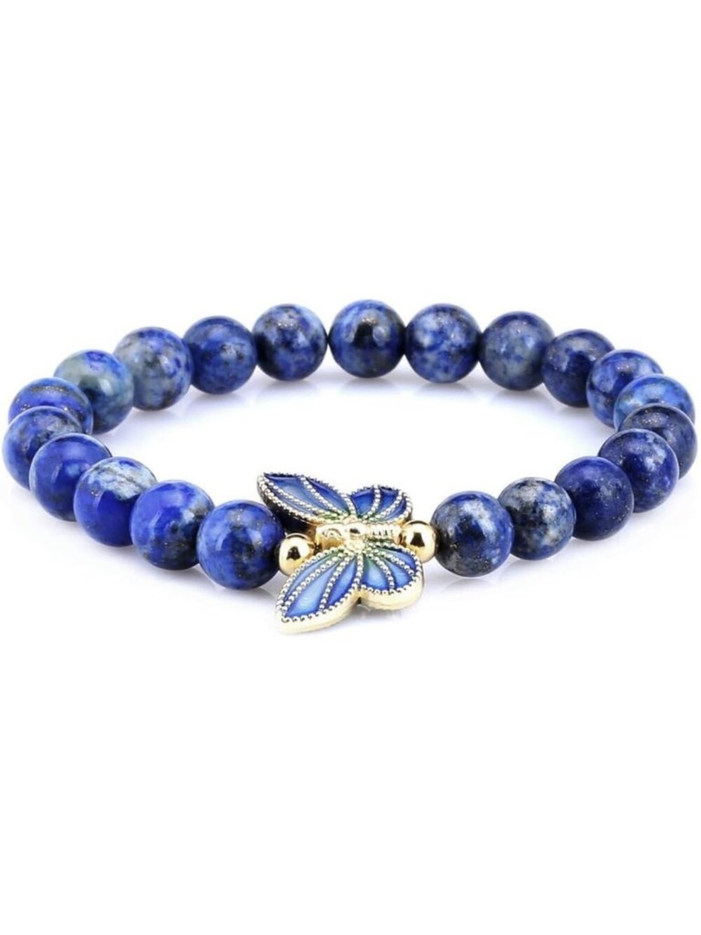 Elegant 18K Gold Plated Cloisonne Enamel Butterfly Bracelet - Gemstone Accents
